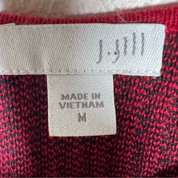 J. Jill red and black houndstooth long sleeve knit sweater dress medium M B48 - Picture 3 of 5